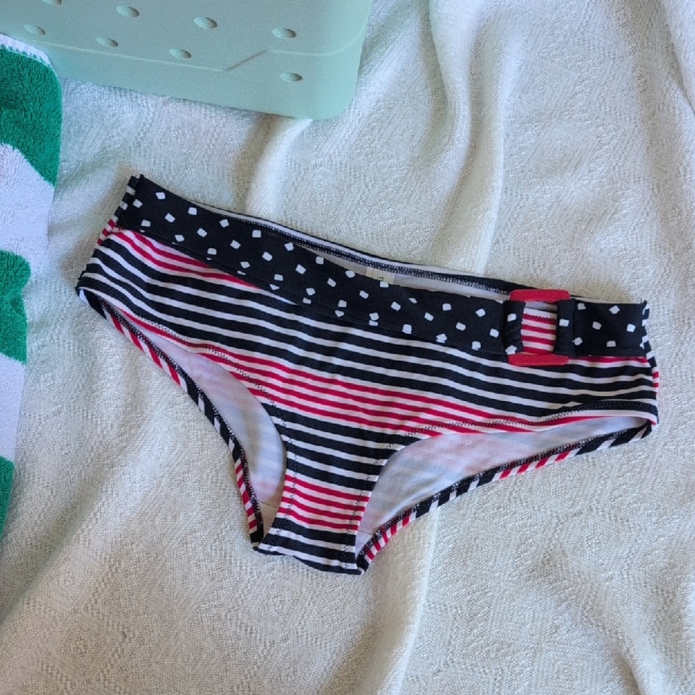 Striped Black and Pink Bikini Bottom